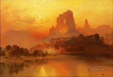 atardecer montañas paisaje Thomas Moran Pinturas al óleo
